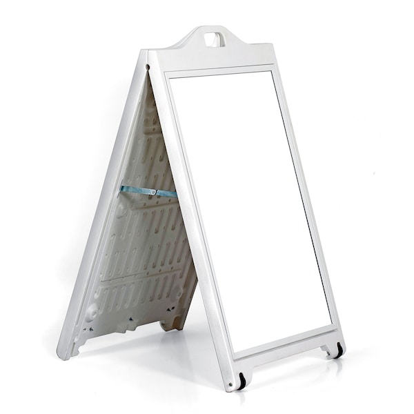 White Double-Sided Sidewalk A-Frame Sign w/Protective Lens 24"x36"